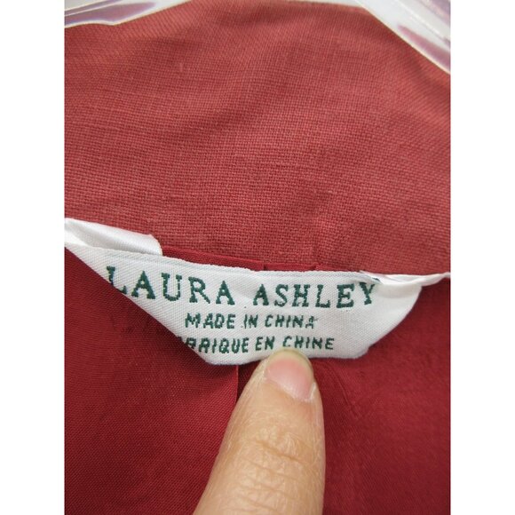 VINTAGE Laura Ashley Blazer 6 Terracotta Linen Jacket Equestrian 90s * - Picture 13 of 16